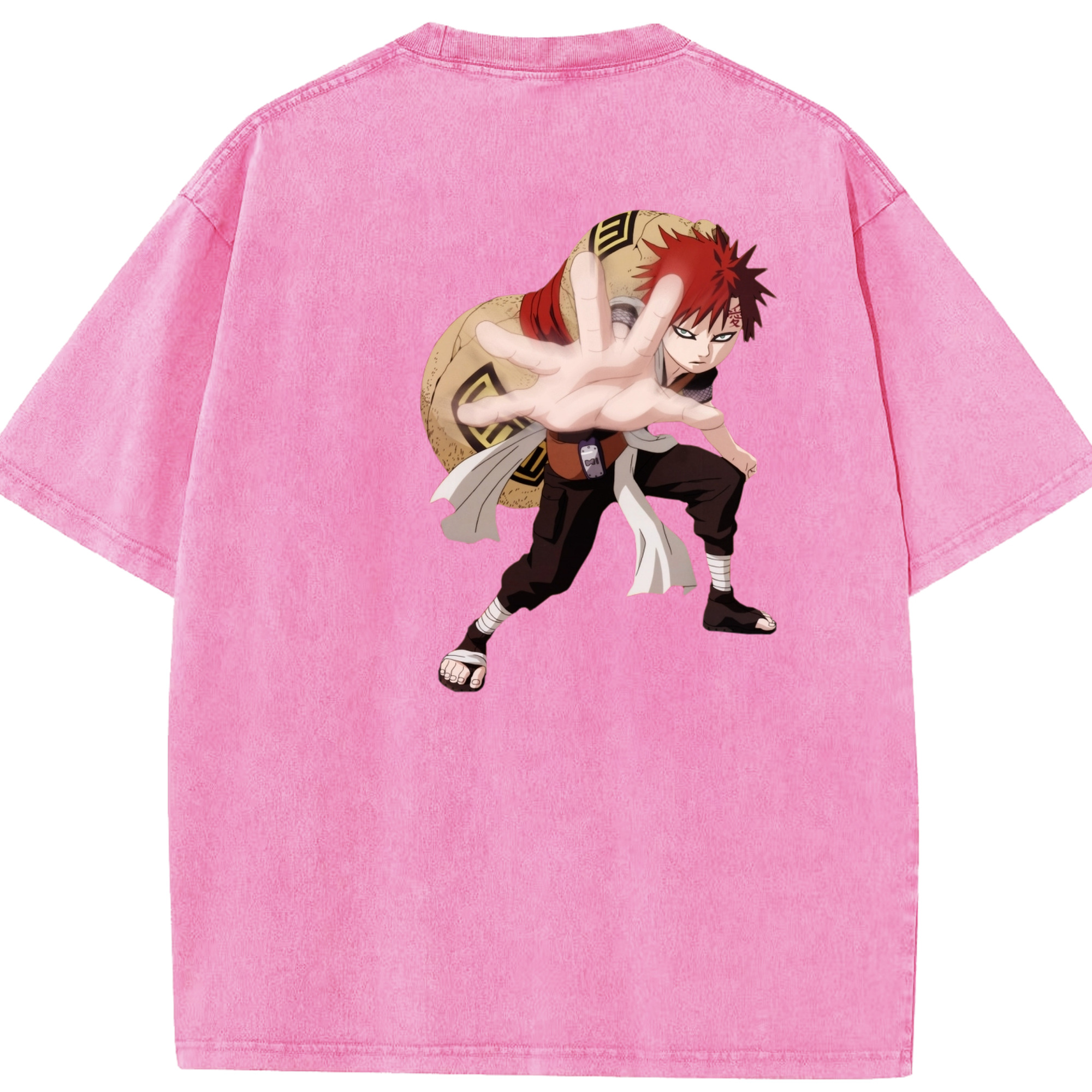 （画像用） NARUTO -ナルト- ガアラ Gaara 綿100% ヴィンテージ風 半袖Tシャツ（背面プリント）